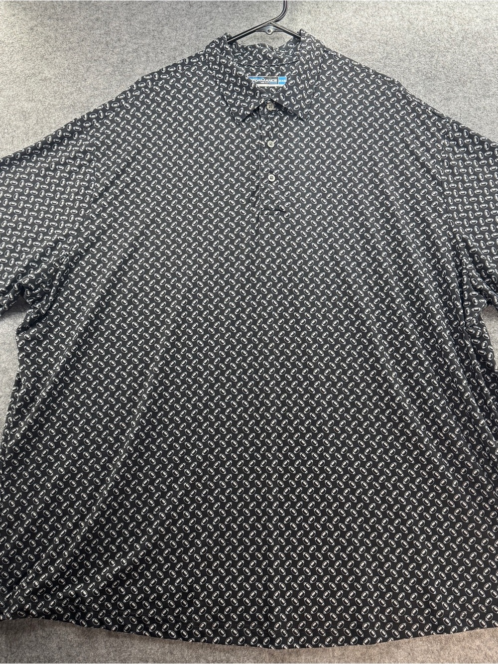 Roundtree and Yorke Performance Men's 2XB FOOTBALL Print Polo Shirt Stretch Golf - Picture 2 of 10